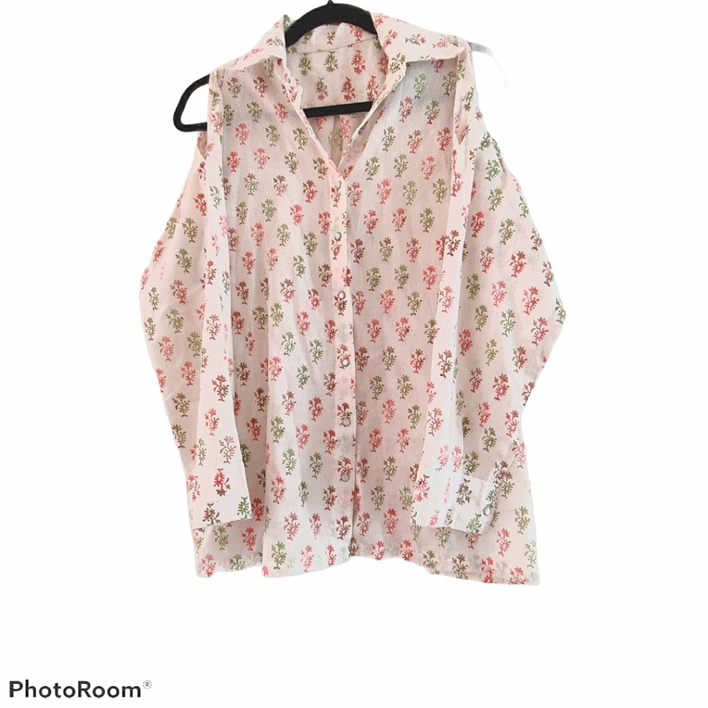 Handmade Linen block print linen maternity shirt